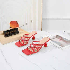 Customized Designer Shoes Broken Diamond Flower slippers Women's and Women's Medium Heel slippers Luxury Women's Fashion