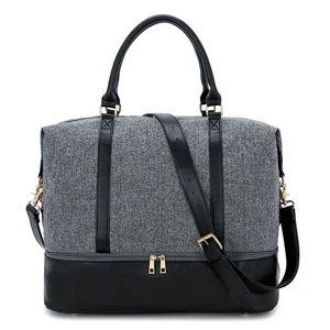 Custom Women Tote Weekender Travel Overnight Duffle Bag with Shoe Compartment