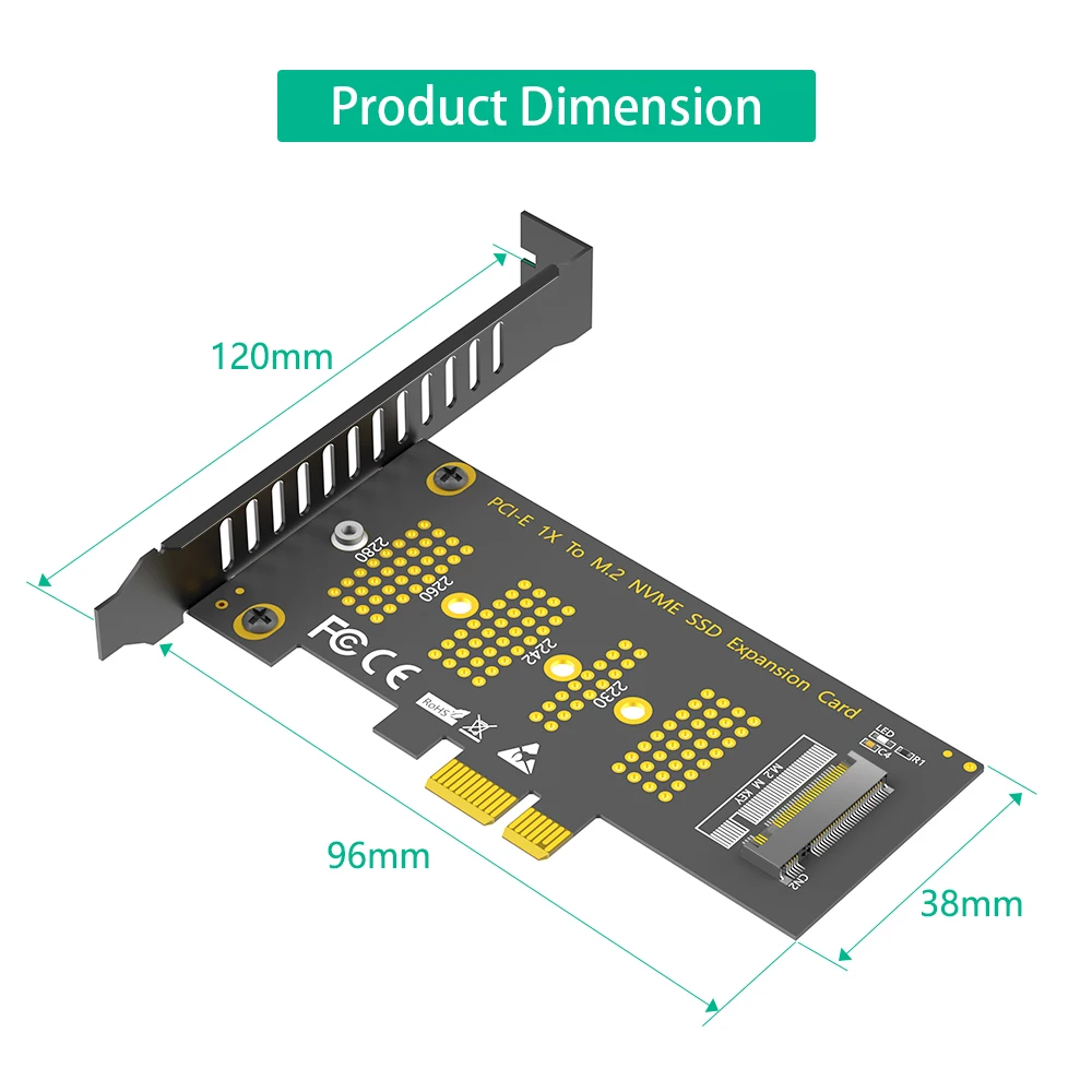 M.2 NVMe SSD NGFF to PCIE X1 Adapter Card M Key Interface Card Support PCI Express 3.0 X4 2230-2280 Size