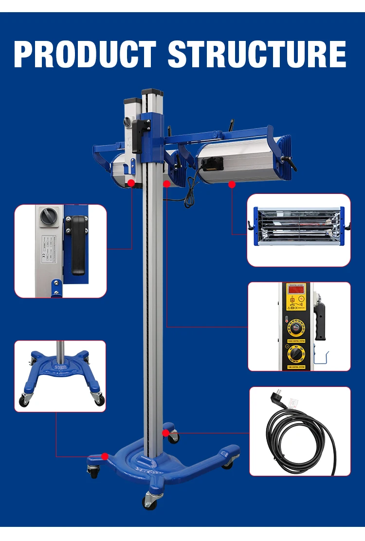 Universal Automotive Paint Heat Lamps 2023 New Infrared Lamp For Paint