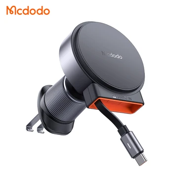 Mcdodo 300 15W Magnetic Wireless Car Charger Air Vent with Hidden Telescopic Cable USB C 15W Wireless Charger for iPhone samsung