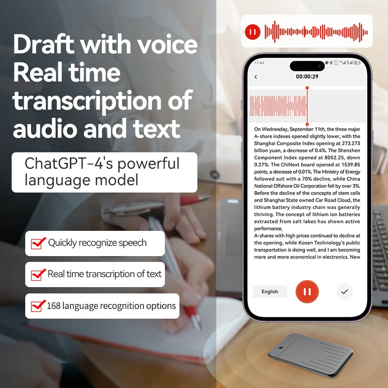 NEWYES Digital Voice to Text Smart Summarizes AI Audio Recorders Device AI Voice Recorder for Phone
