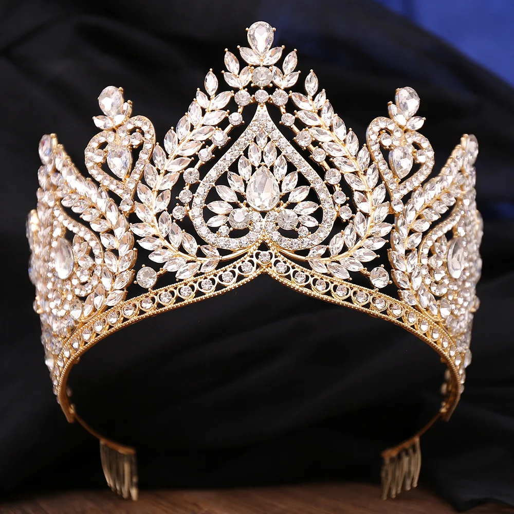 Baroque Colorful Crystal Rhinestone Bridal Queen Crown  display picture 1