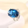 Blue pointed crystal ring