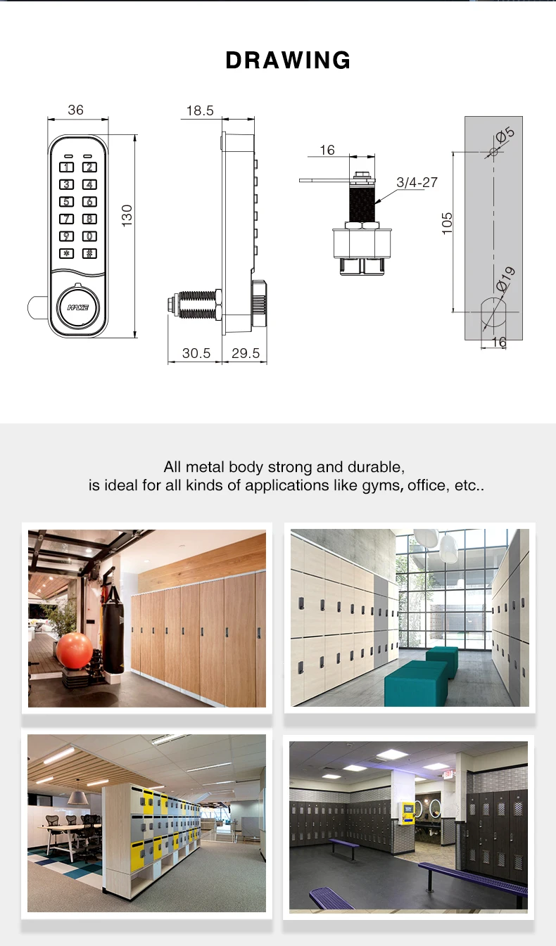 MK730 High Quality Password Smart Digital Locker Lock for Furniture and Cabinet with Master Key