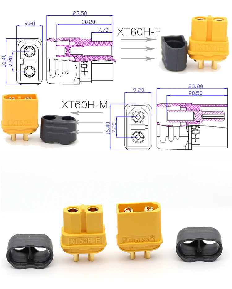 Amass Anti Spark XT90s XT90 XT60 XT30 MR30 XT120 Con Deans T Plug Male/Female Bullet RC Lipo Battery Banana Connector插图30