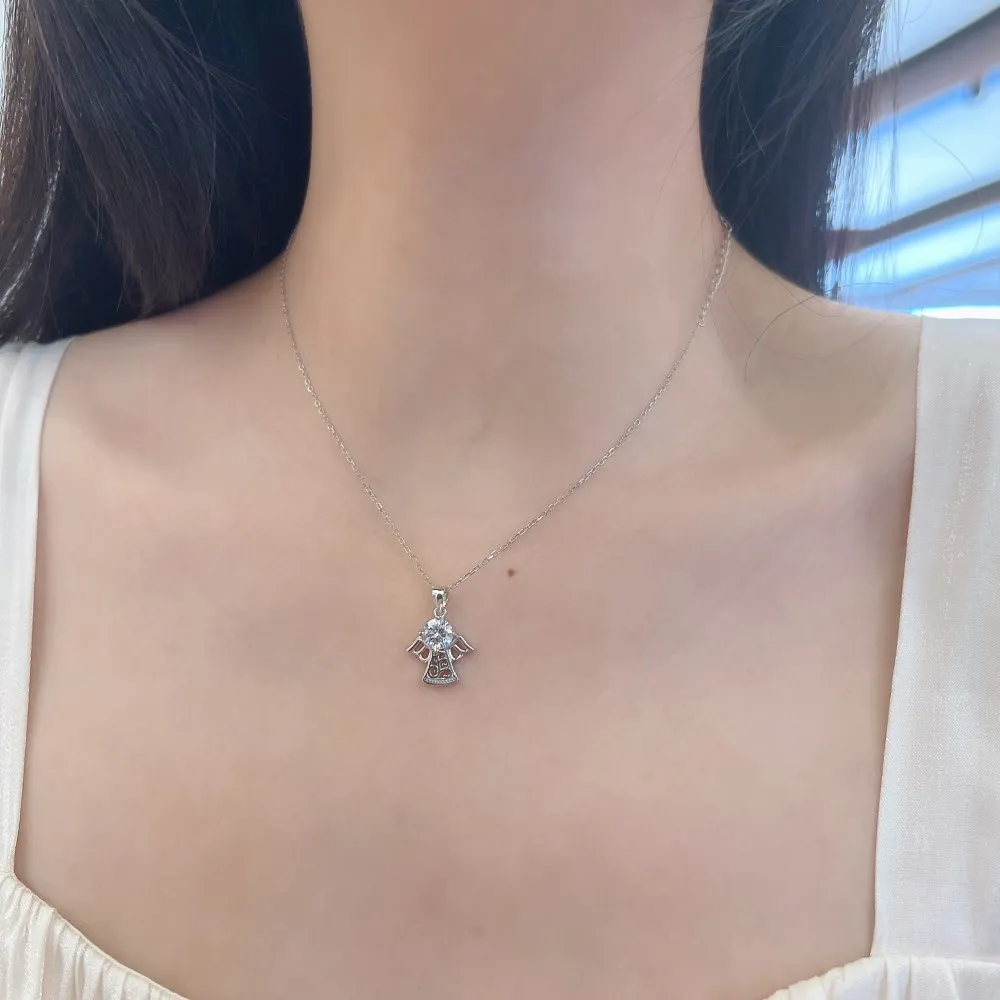 KAKODIY Customized Hypoallergenic Nickel-Free 925 Sterling Silver Children's Children's Jewelry 5A Cubic Zirconia Angel Pendant Necklace detail 5