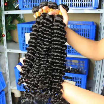 Dyeable Virgin Human Hair Brazilian Deep Wave, Wholesale Hair Bundle Cut From Young Girl, Discount Price Virgin Bundle Hair