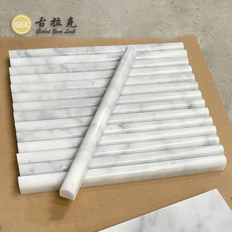 Nature Carrara Marble Stone For Pencil Liner and Baseboard Molding in Polished Surface manufacture