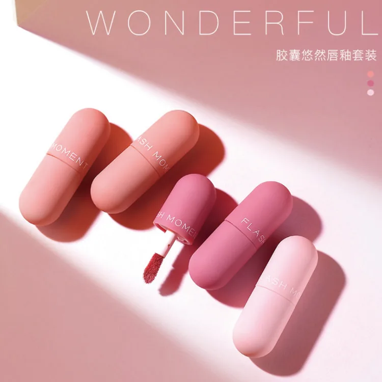 High Quality FLASH MOMENT Moisturizing Matte 3 Colors Mini Capsule Lip Gloss Set Lipstick