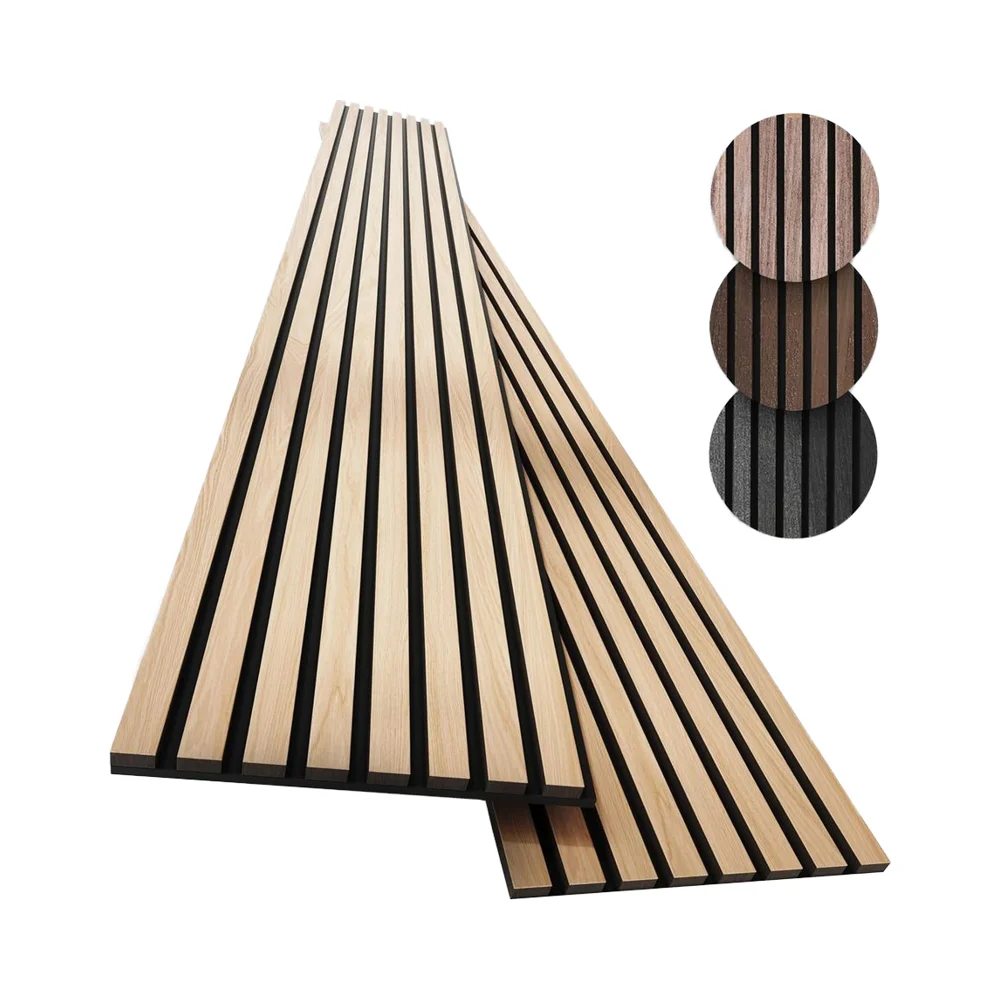 Modern Acoustic Slat Wood Panels Soundproof Fireproof NRC 80% MDF Wall Panels for Interior Decor Apartments Hotels Music Studios