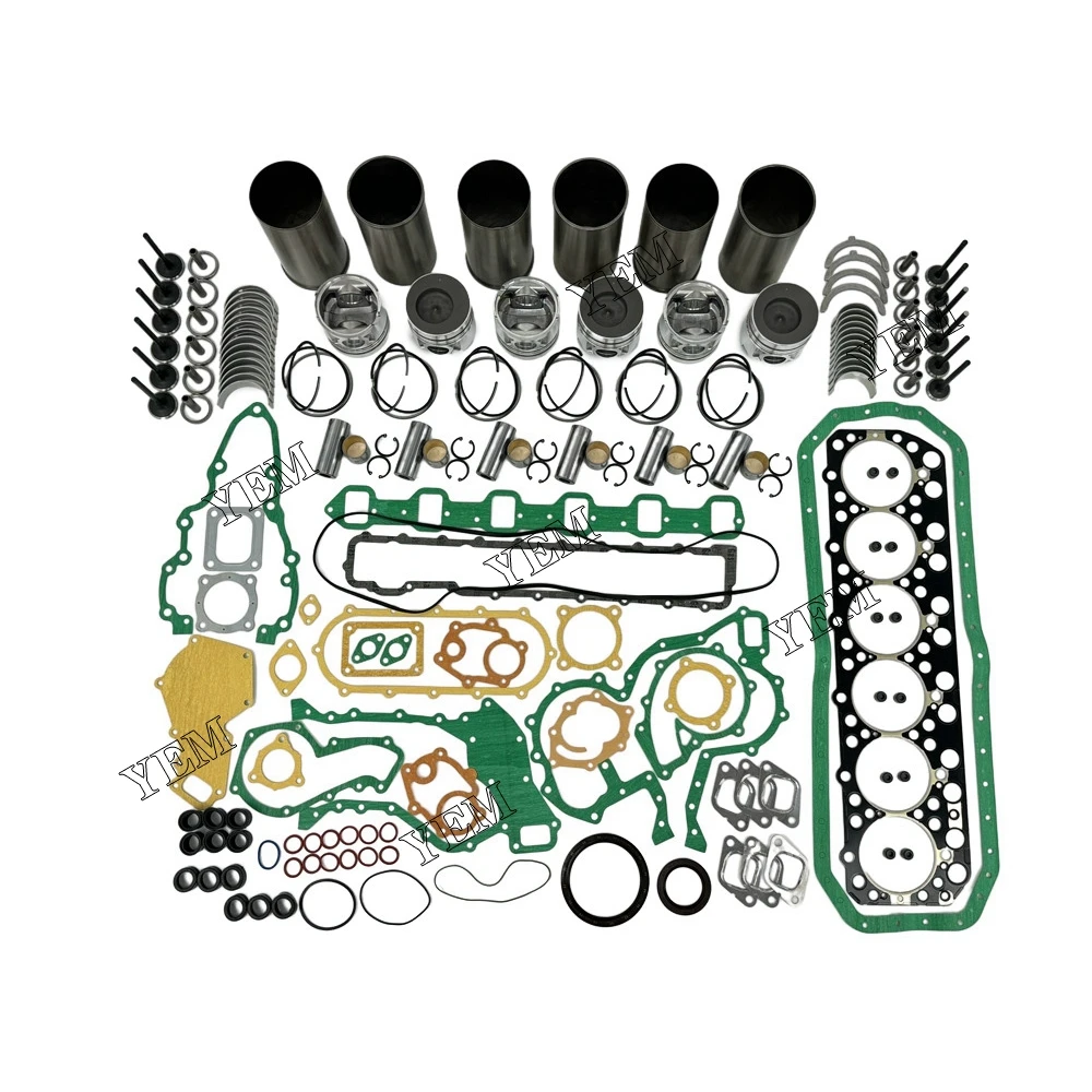 FE6 Engine Rebuild Kit With Piston Ring Liner Bearing Valves Overhaul Gasket Set for Nissan