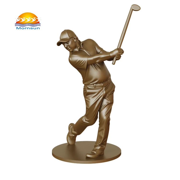 Gros - figurine de swing de golf en résine personnalisée, couleur bronze, sculpture sportive de haute qualité, statue en résine bronze pour décoration intérieure