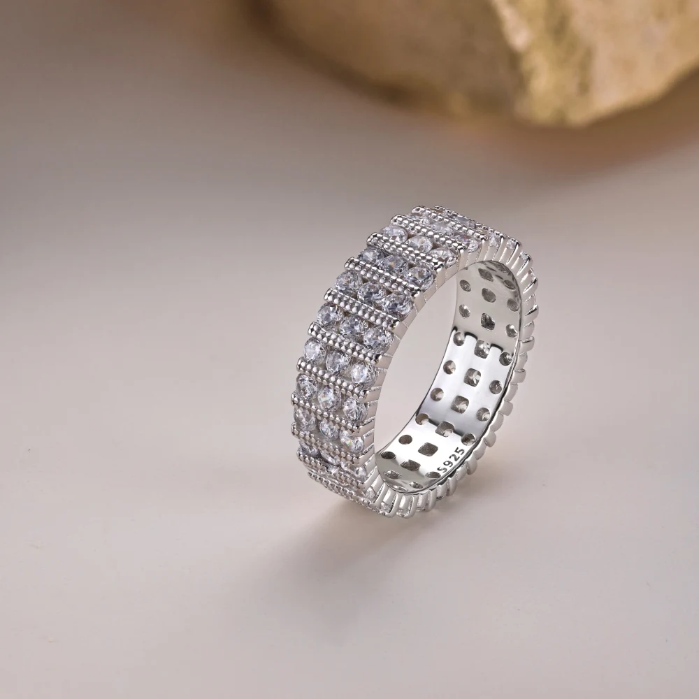 KAKODIY Exquisite Chunky Multi-Layered Wedding Ring 5A Cubic Zirconia 925 Sterling Silver Women's Dress Up Jewelry Engagement Proposal Ring detail 6