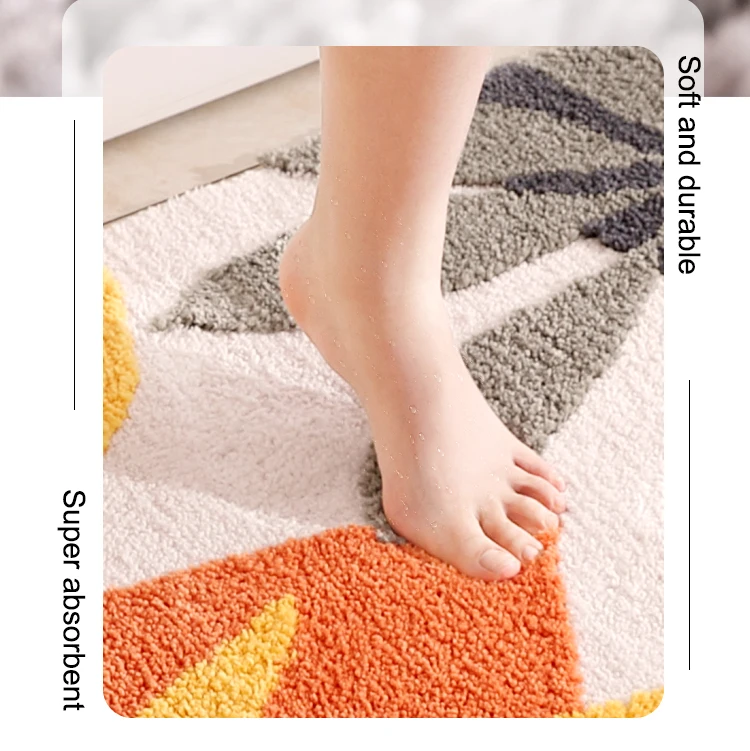 TPR Microfiber Absorbent Non Slip Bathroom Mat Bedroom Living Room Carpet multi color rug green plant bath mat supplier