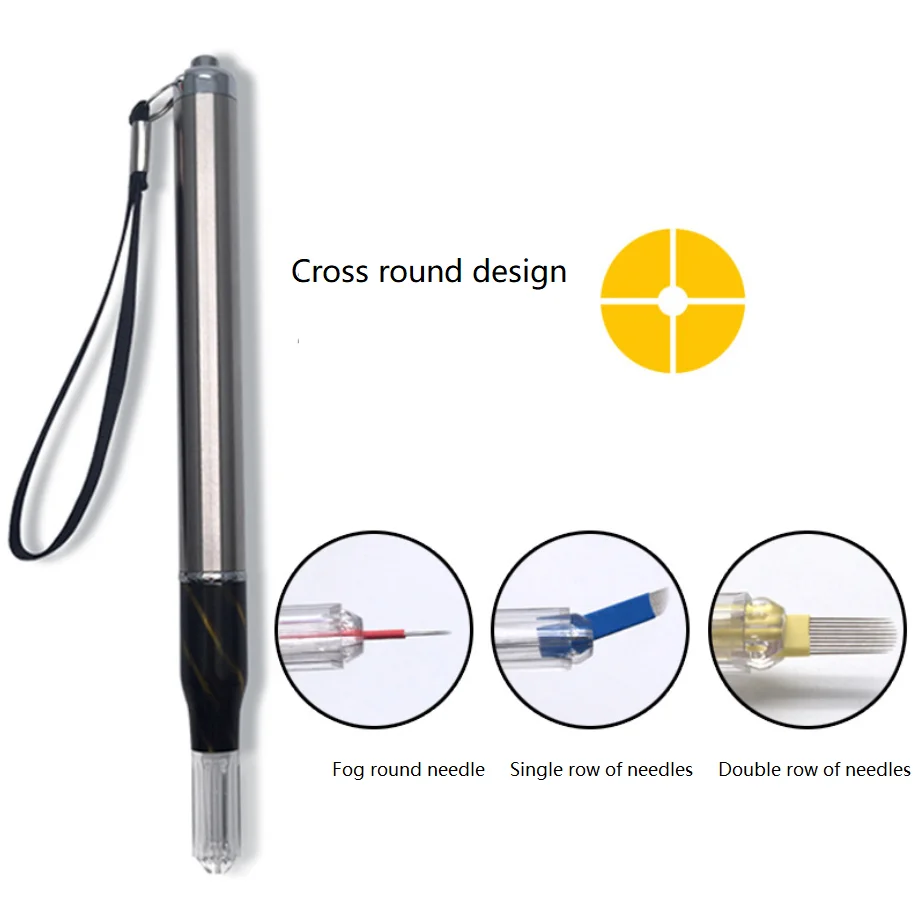 Брови татуировки ручной ручка с светодио дный светильник многофункциональная ручка для вышивки большим открытием туман круглые иглы отбеливания губ светящиеся ручки