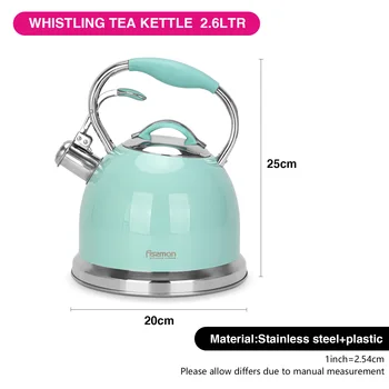 Blue Tea Kettle Stainless Steel Whistling Teapot - 2.6 Liter