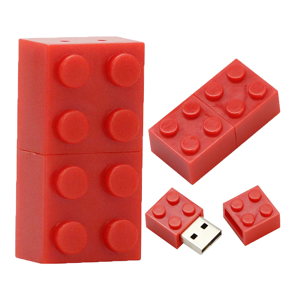Small Plastic Toy Brick Flash USB 2.0 Memory Drive 1GB-64GB Capacities Laser Engraved Logo PC Compatible Promotions
