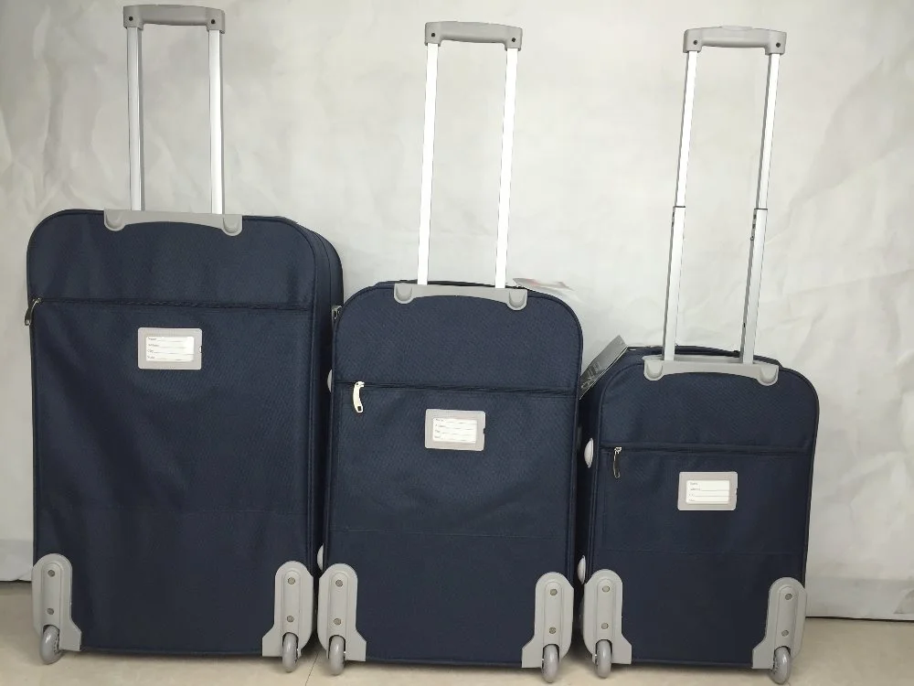 Factory OEM ODM 600D Polyester Upright Eva 3pcs Trolley Luggage Set