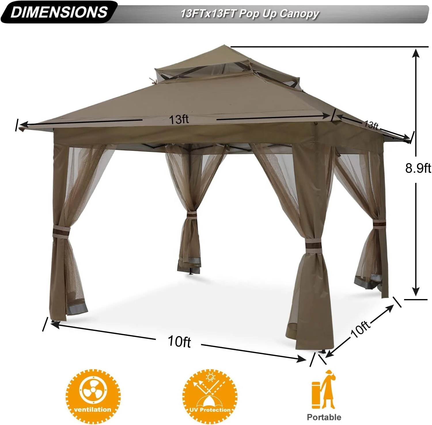 ABCCANOPY Outdoor Faltpavillon 3x3 Wasserdicht Center Lock Quick Set up Heavy Duty Marquee  Gazebo with Sides Chapiteaux Pliants