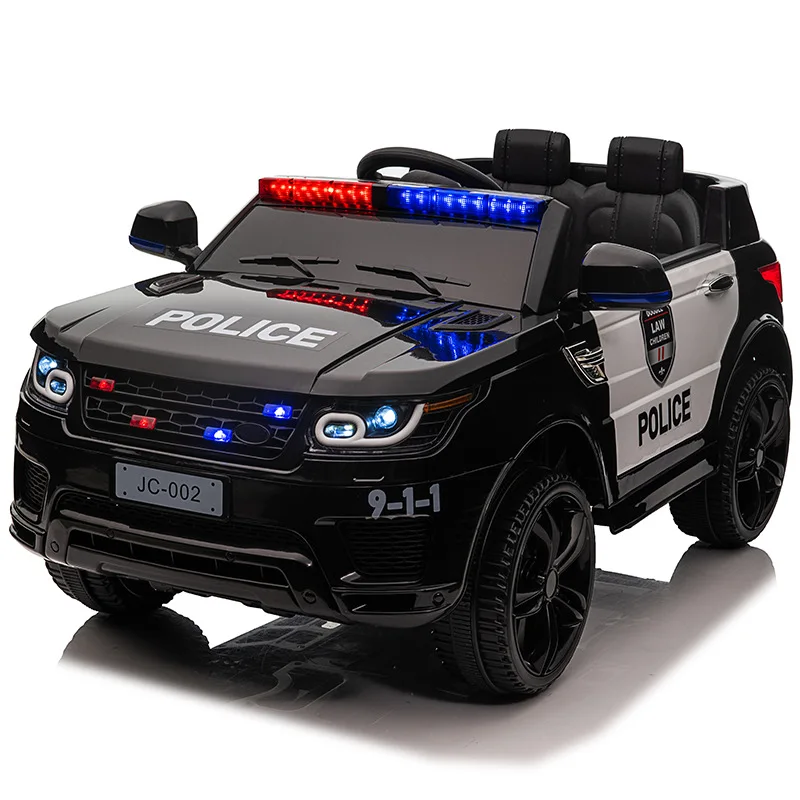 Children's Four-Wheel Electric Toy Car Battery-Powered Remote Control Vehicle Kids Boys Girls Includes Police Car Stroller Box