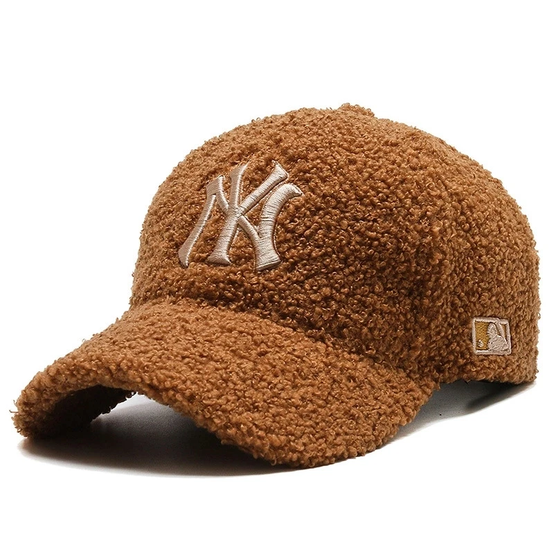 Fuzzy Frizzle Fur New Style Fashion Baseball Caps Shiny Gold N Y Embroidered Hat Sunshade Hats  Ny S