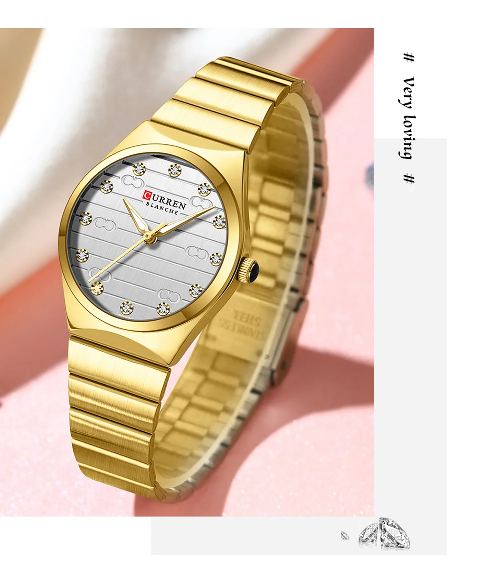 CURREN 9110 Luxury Stainless Steel Watches Female Classic Round Dial Quartz Watch Women Business Wristwatches Wrist Watch