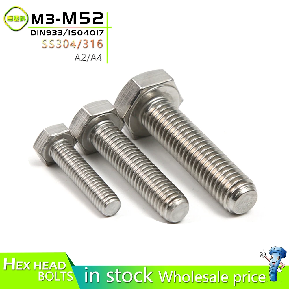 Obm Din Fastener Hex Bolt Full Thread Hexagon Head Screw Bolt Din933 ...