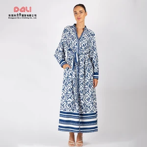 Clothing Manufacturers Custom Long Sleeve V-Neck Dress for Spring Summer Autumn Plain Dyed Lace 7-Day Shipping Supported