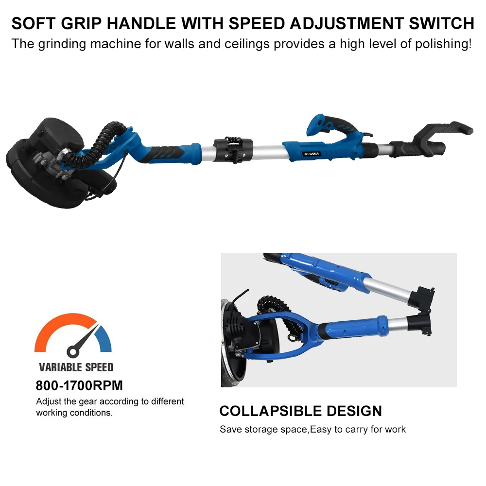 Galaxia New Arrival 750W Long Drywall Sander Machine with Vacuum 225mm Wall Grinding Machine