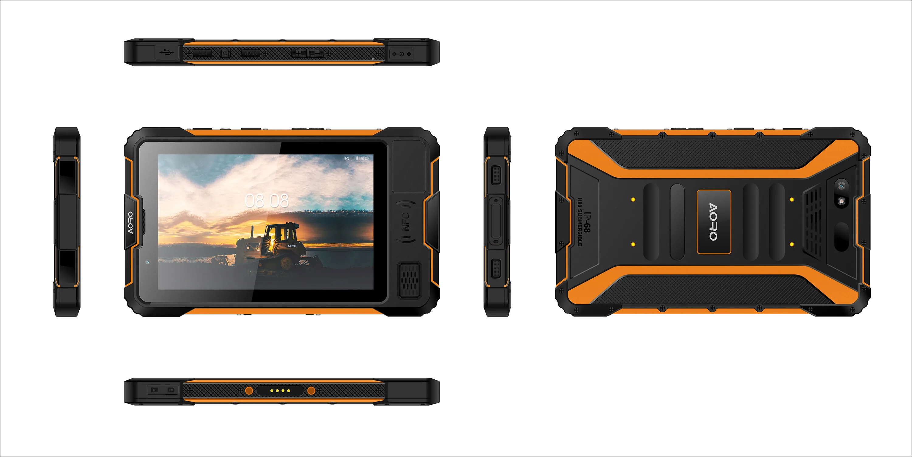 AORO P9000 Pro NFC POC Android 11 8GB 128GB 8 Inch 5G POC 2D Scanner Rugged Industrial Tablet PC Rugged Tablet Android