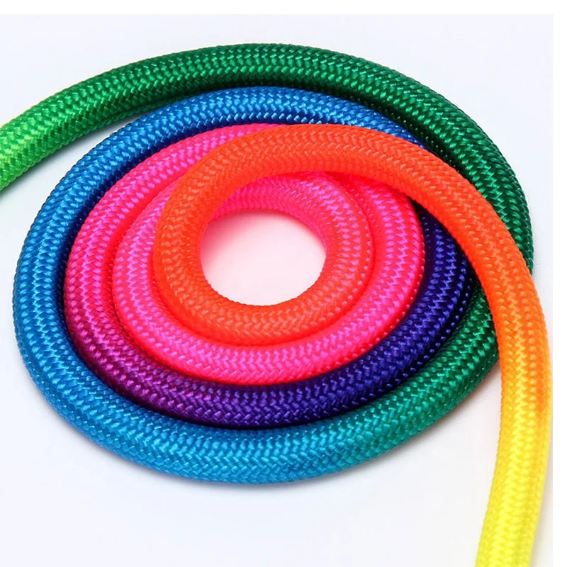 Rainbow Gradient Color Hands-Free Dog Leash Cotton and Nylon Pet Lead with Ribbon Decorations Solid Pattern Climbing Rope