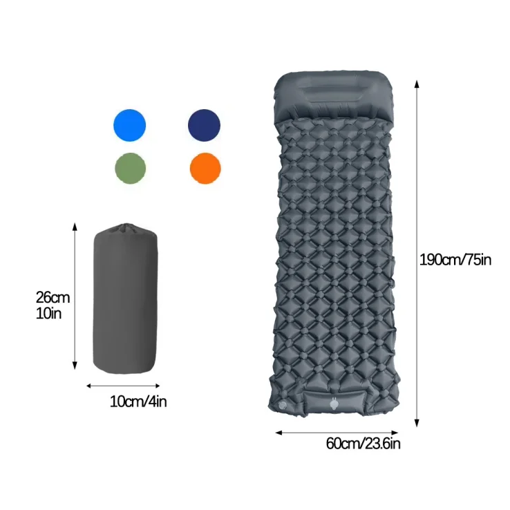 Waterproof Ultralight Foot Press Inflatable Sleeping Mat Inflating Sleeping Pad Air Mattress for Backpacking Hiking Camping