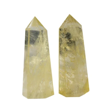 Wholesale natural topaz hexagonal prism energy quartz crystal stone ornaments point purification raw stone polishing