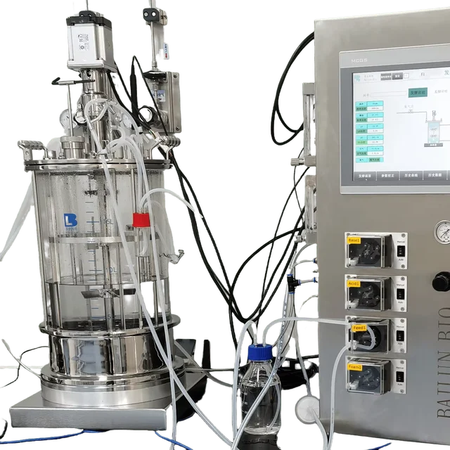 20L Laboratory Borosilicate Glass Bioreactor Fermenter BLBIO-20GJA Jacketed Fermentation Vessel Engine 220V Pressure Vessel