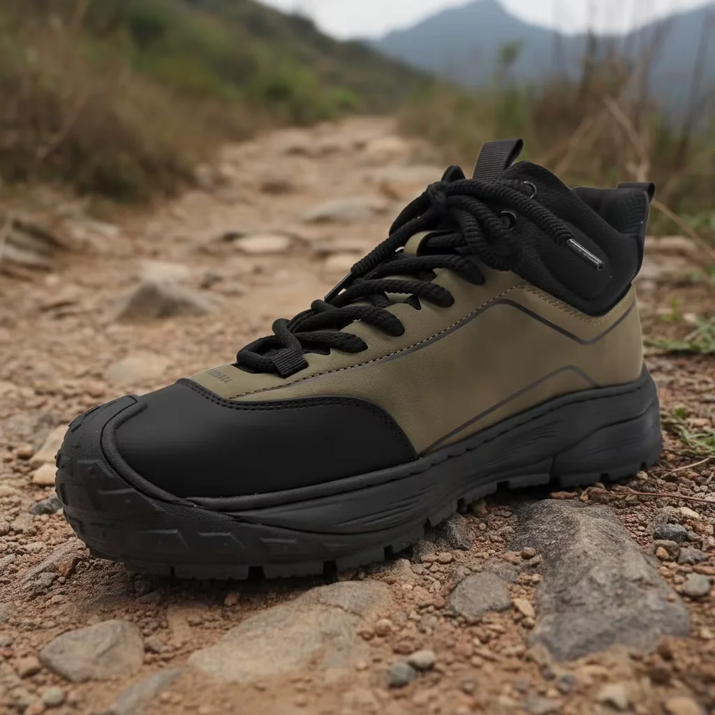 LXG,adventures Shatterproof EVA+rubber Sole with Stitching Hiking Boots traverse Rugged Landscapes Khaki Color Work Shoes HSH006