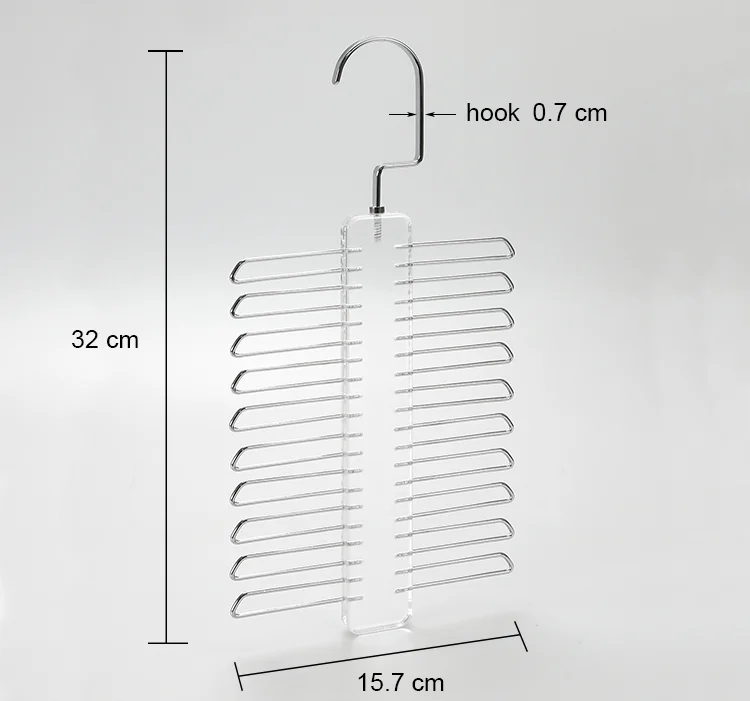 Premium 20 Hooks Clear Storage Necktie Rack Space Saving Organizer Acrylic Belt Hanger