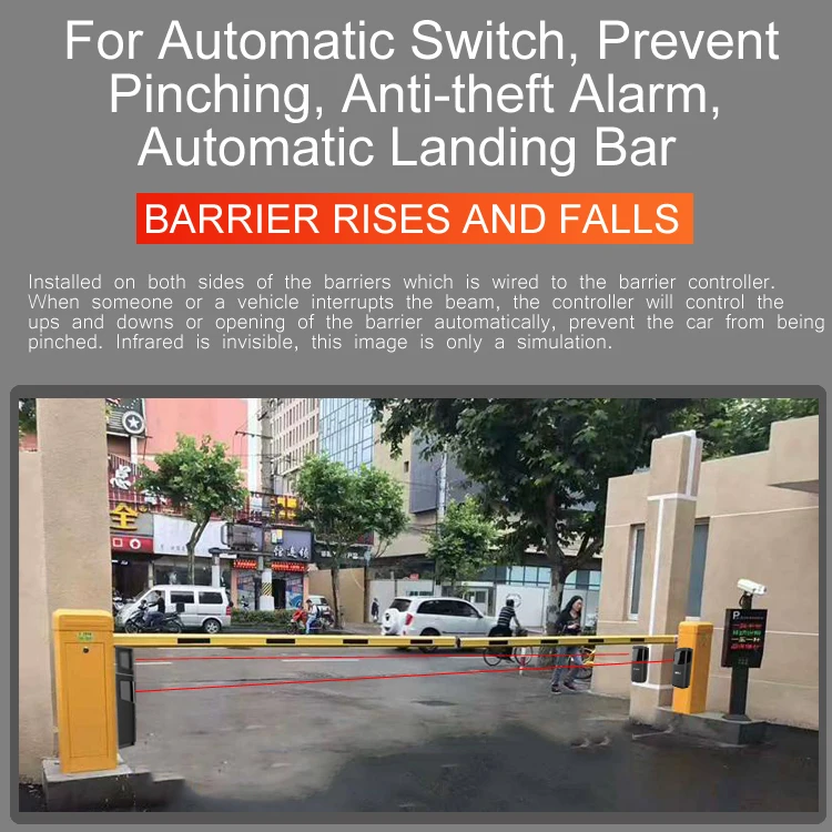 180 Degree Rotation of Optical Lens Outdoor 15m Photocell Sensor 36v 24v Automatic Door Photocell
