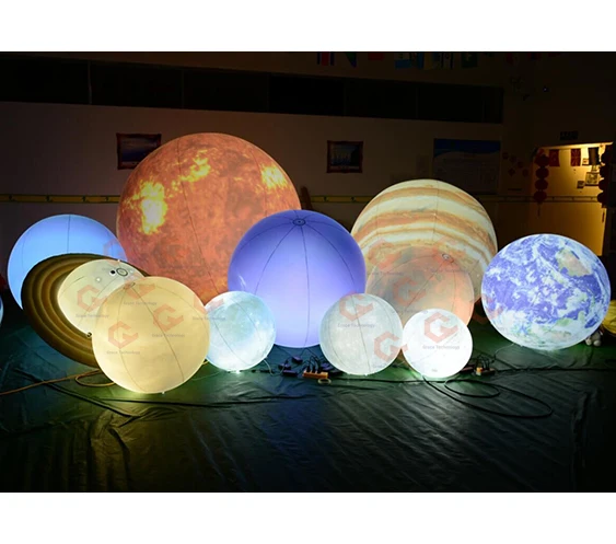 Système Solaire Gonflable – 11 Pièces – Lune 1 M – RVB – Pompe – Décoration Espace, école