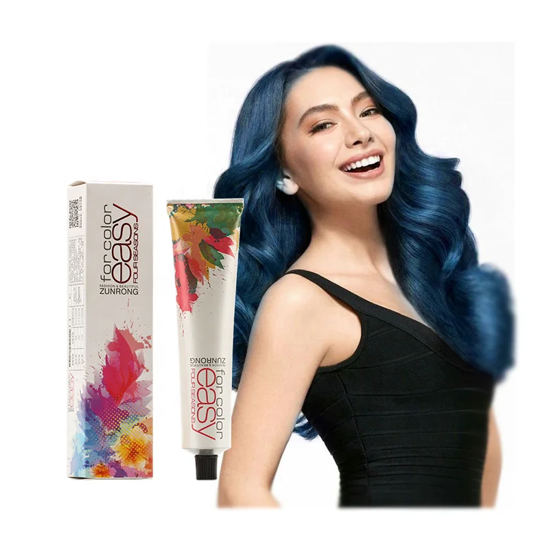 ZUNRONG Private Label Hair Salon Products Charming Blue Color Permanent Hair Dye Cream Organic Hair Color Cream