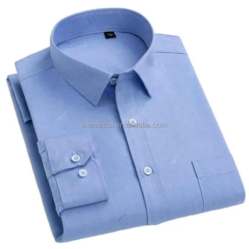 Men's Button Down Shirt Long Sleeve Collared Shirt For Men Wrinkle