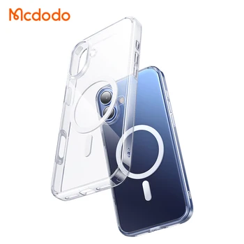 Mcdodo Protective Phone Case Clear Matte Black Strong Magnetic Phone Cover With Privacy Screen Protector for iPhone 16 Pro Max