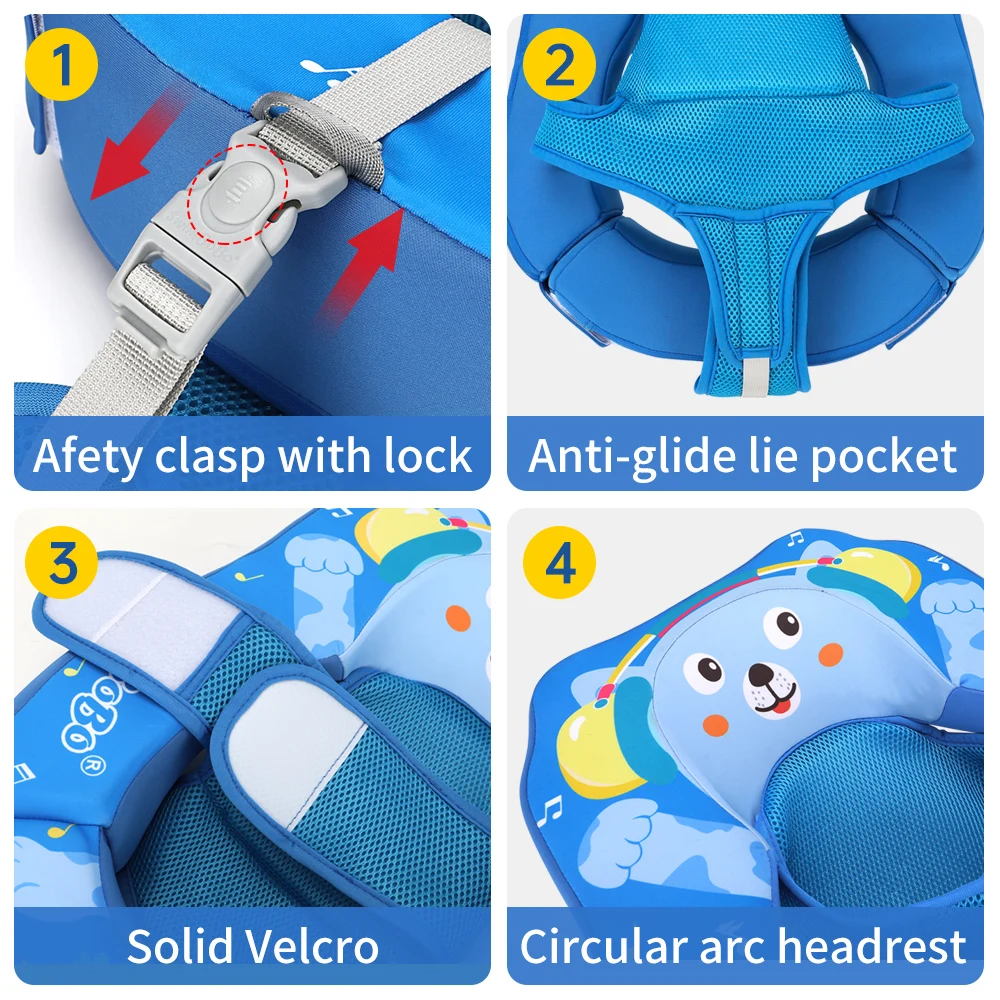 Swimbobo Interesting Bear Non-inflatable Baby Swimming Safe Lie Float Children Swim Rings Non Inflatable Kids Pool Floats Summer