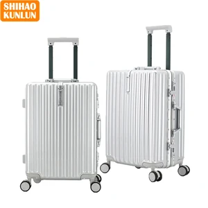 Dong Guan Luggage PC+ABS Aluminum Frame Zipperless Checked Luggage Hard Shell Suitcase with TSA Lock Double Spinner Wheels