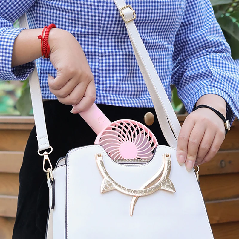 Factory Price Summer Personal Small Handheld USB Mini Fan Desktop Air Cooling Outdoor Travel Phone Stand Rechargeable Fan