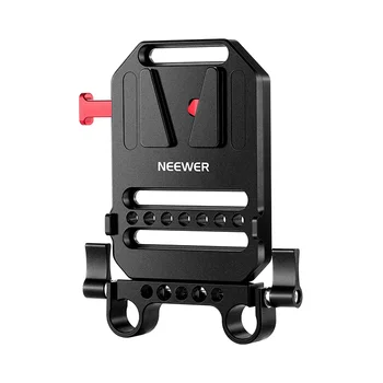 NEEWER V Mount Battery Plate with Dual 15mm Rod Clamps Metal V Lock Battery Mounting Plate Fits Camera Rig Cage