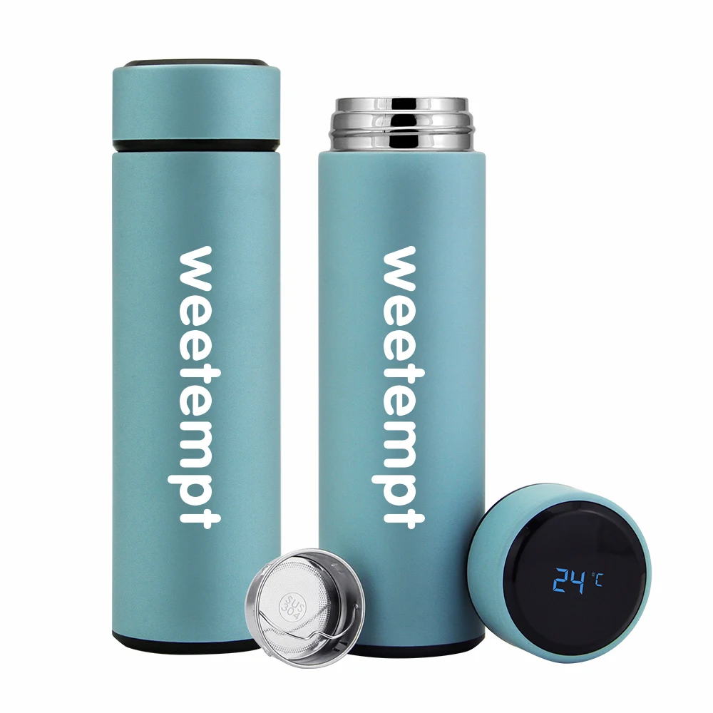 Smart Water Bottle With Temperature Display 500ML size . Dark Green Color.