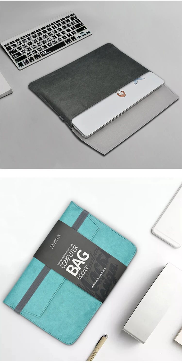 Eco Friendly Kraft Paper Computer Tablet Sleeve Laptop Case Tyvek Paper