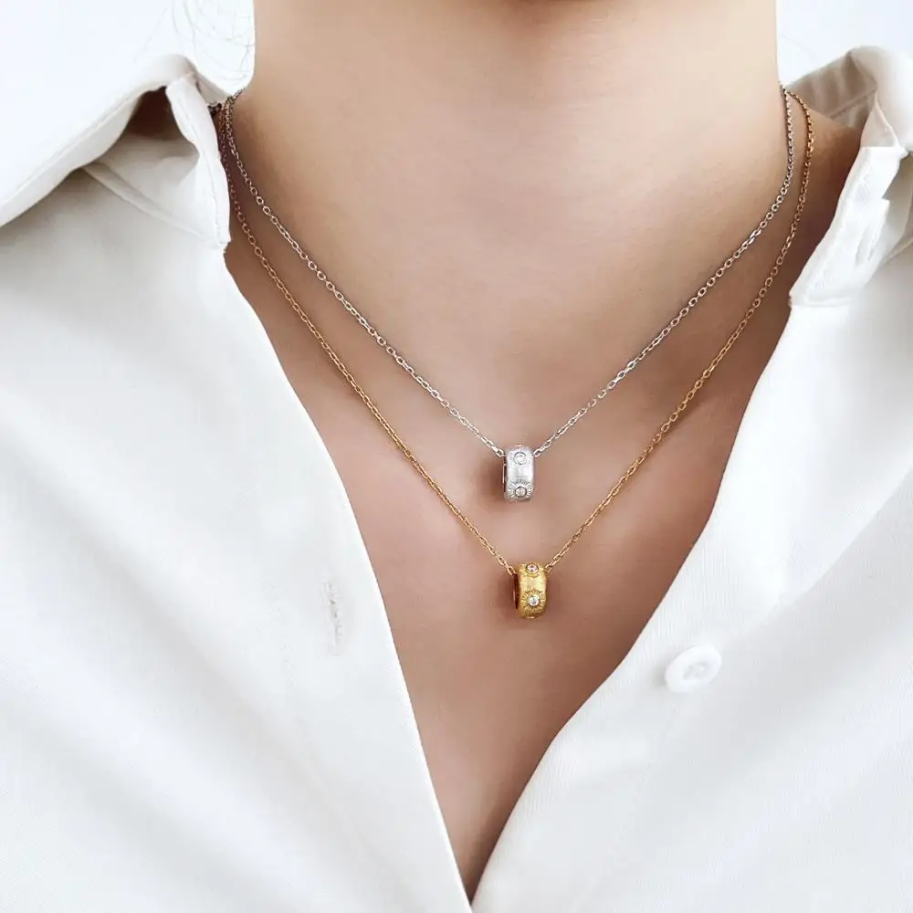KAKODIY gold-plated luxury fashion 925 sterling silver jewelry pendant women's round tire shape necklace detail 5