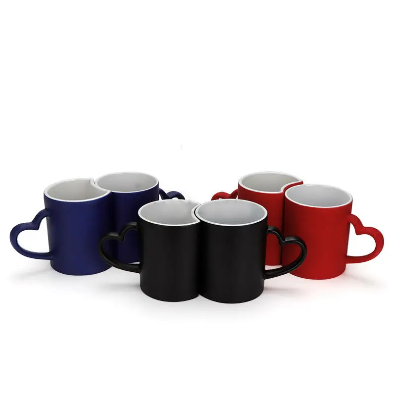 Lover Couple Ceramic Mug for Back to School Color-Changing Sublimation Magic Mug with S Handle for Couples and Mates